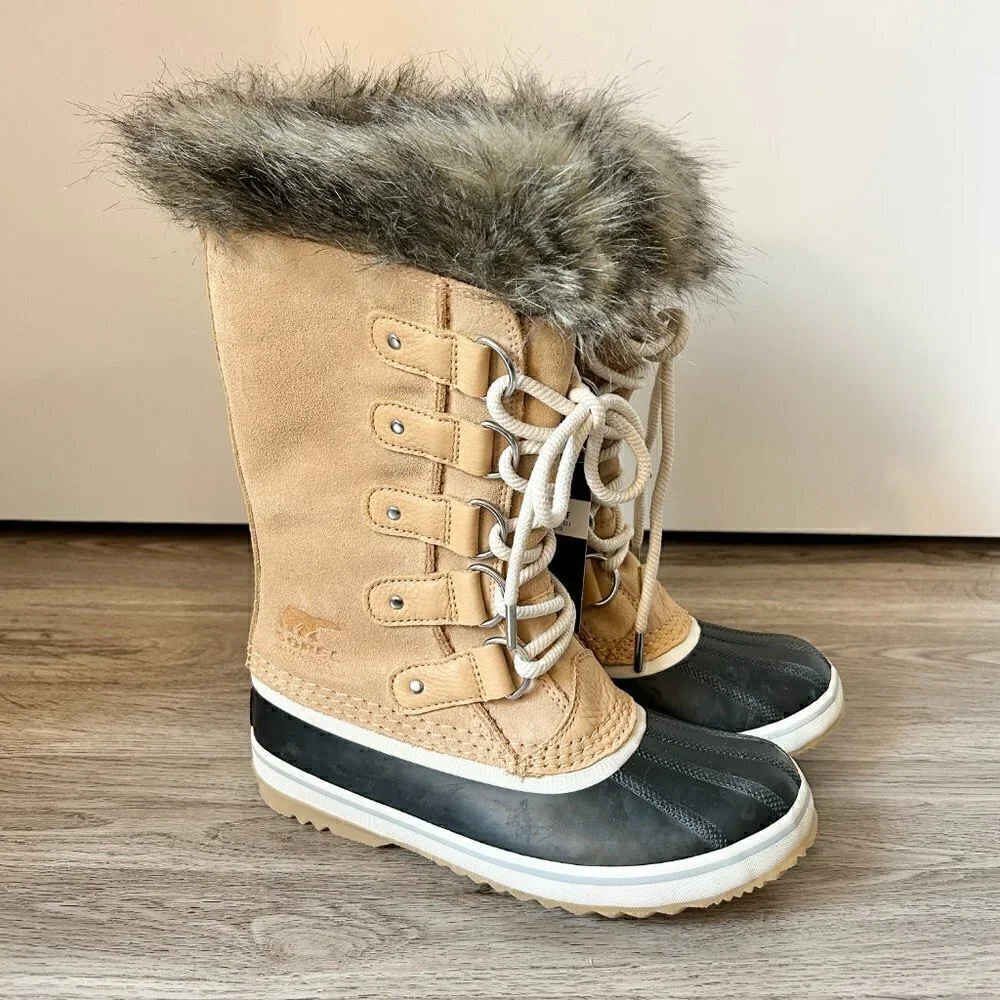 Sorel Women's Joan of Arctic Faux Fur Waterproof Snow Boot in Honest Beige NWT